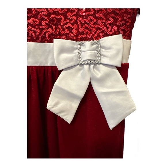 Bonnie Jean Sparkle Velvet Santa Dress, size 10 girls - Picture 2 of 7